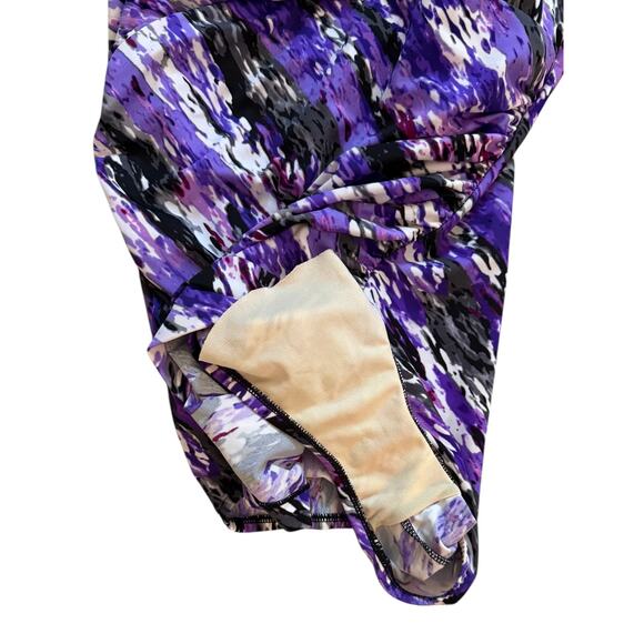 MiracleSuit Purple Animal Print One Piece Swimsuit 12 Trimshaper Tummy Control - Picture 6 of 8